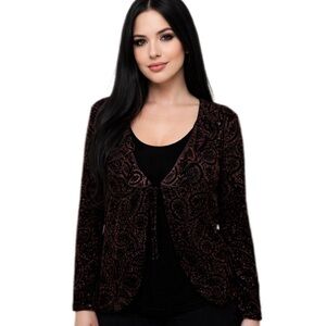 Notations Black Velvet With Red Paisley Top Whimsygoth Dark Romantic Witchy
